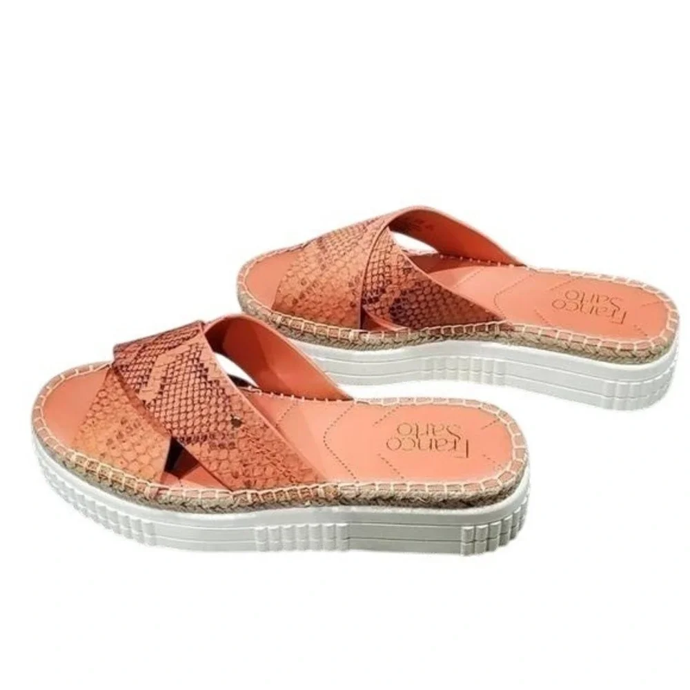 Franco Sarto Platform Espadrille Snake Print Crossover Slide Sandals Size‎ 7.5